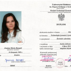 Zdobycie tytułu magistra dietetyki