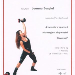 Żywienie w sporcie - certyfikat uczestnictwa